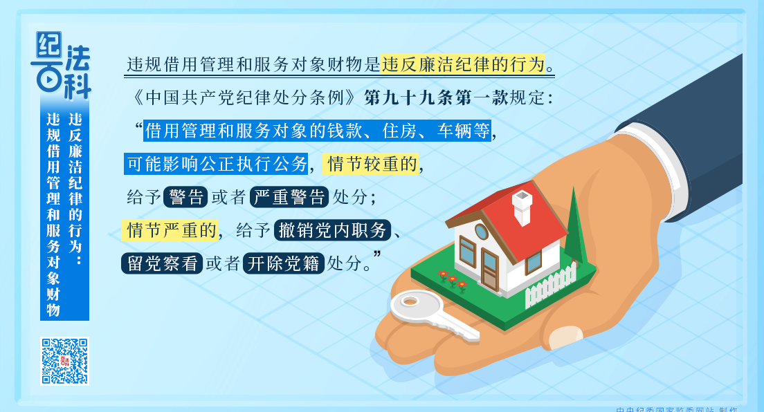 纪法百科丨违反廉洁纪律的行为：违规借用管理和服务对象财物