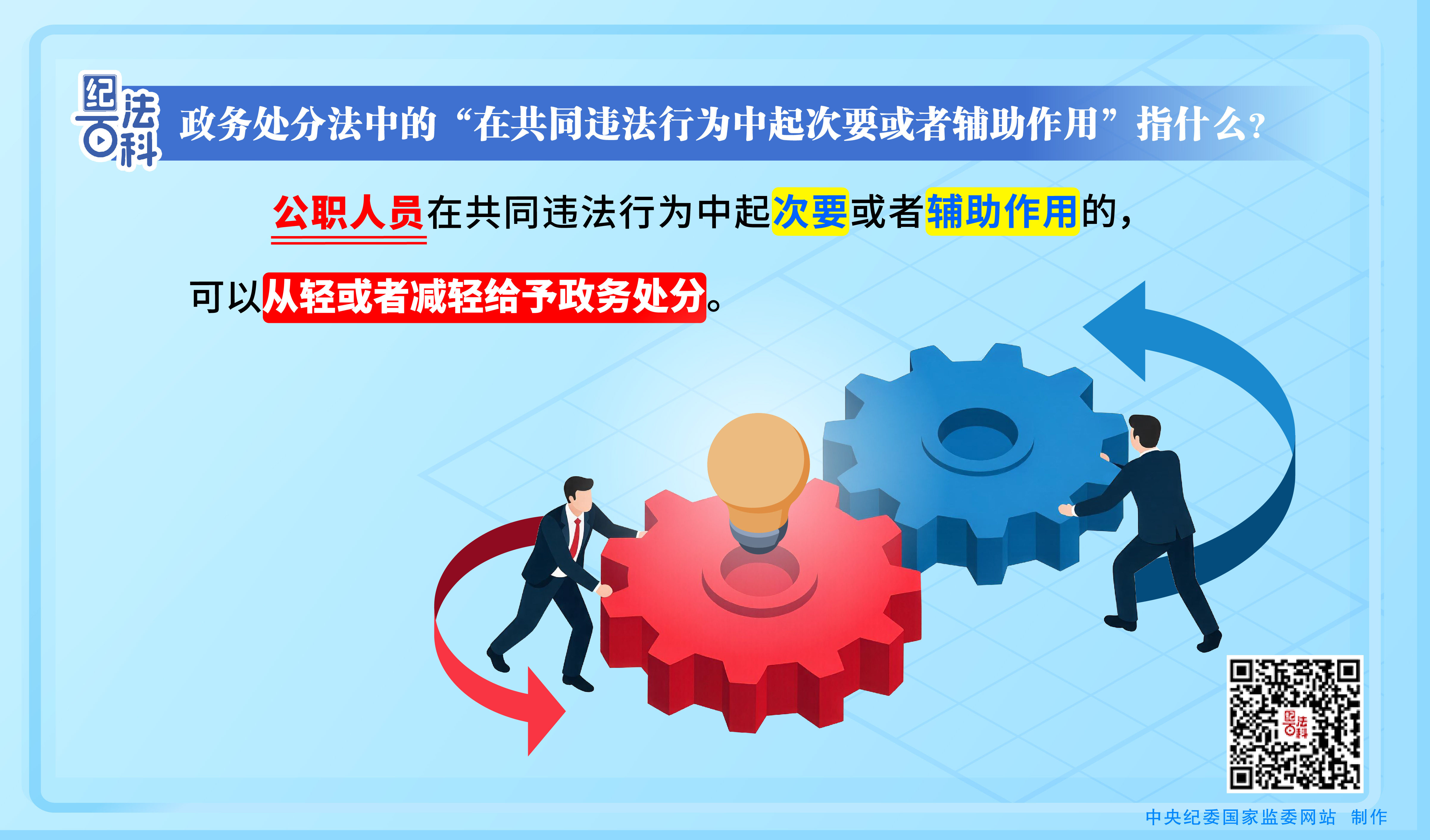 纪法百科丨政务处分法中的“在共同违法行为中起次要或者辅助作用”指什么？
